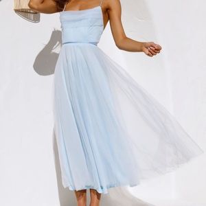 Hello Molly “Signal My Way” Blue Tulle Midi Dress, XL
